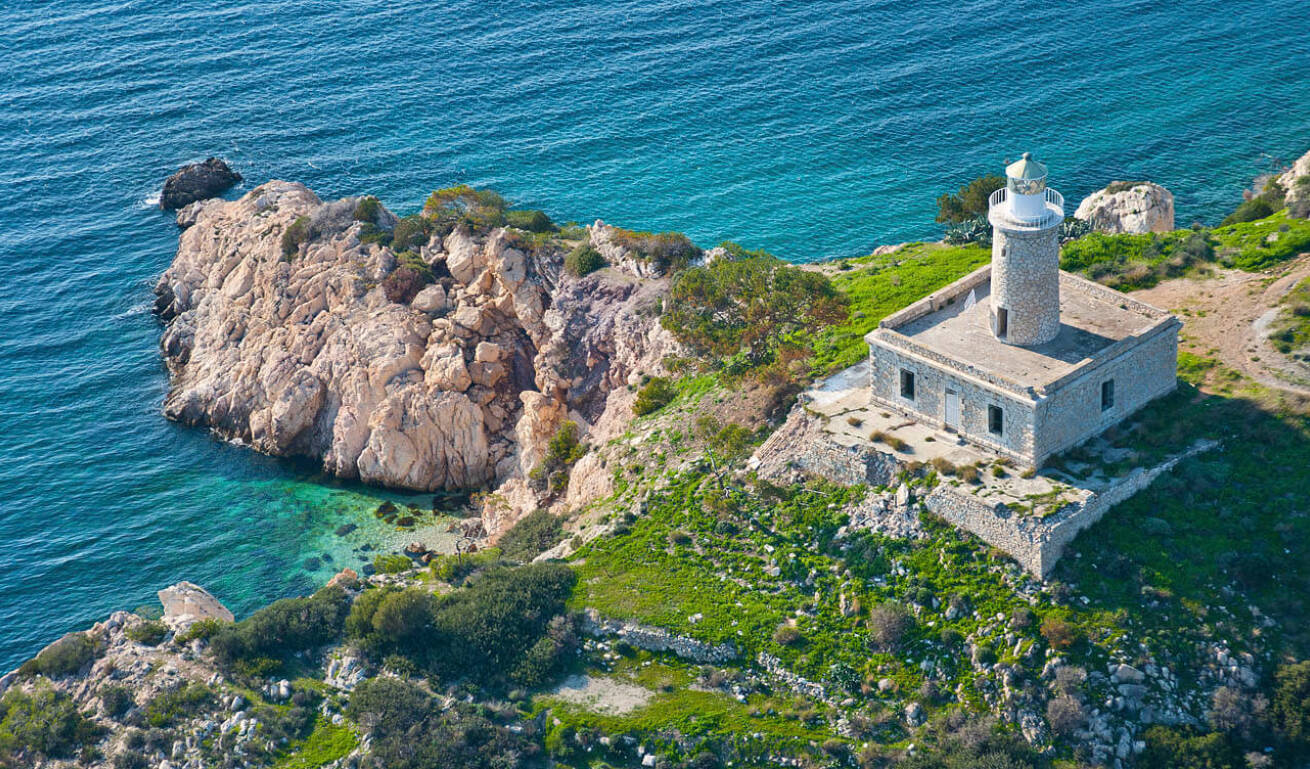 Seaside stone-built lighthouse