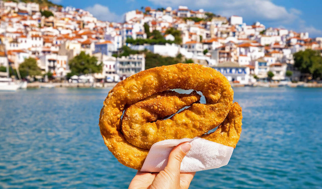 Spiral shape cheese pie from Skopelos