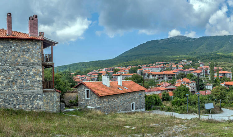 Picturesque village with stone-built houses