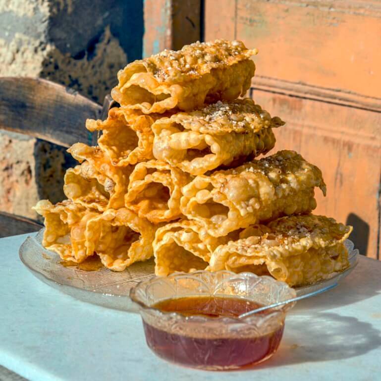 a dish with diples, a typical greek dessert